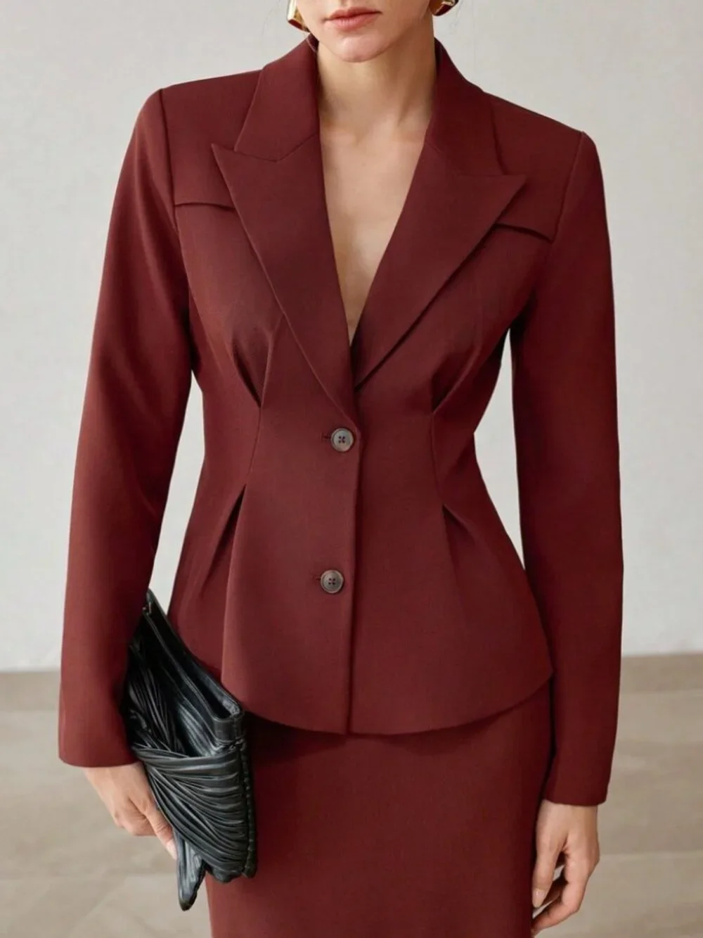 Burgundy Lapel Blazer - Slim Fit Tailored Jacket